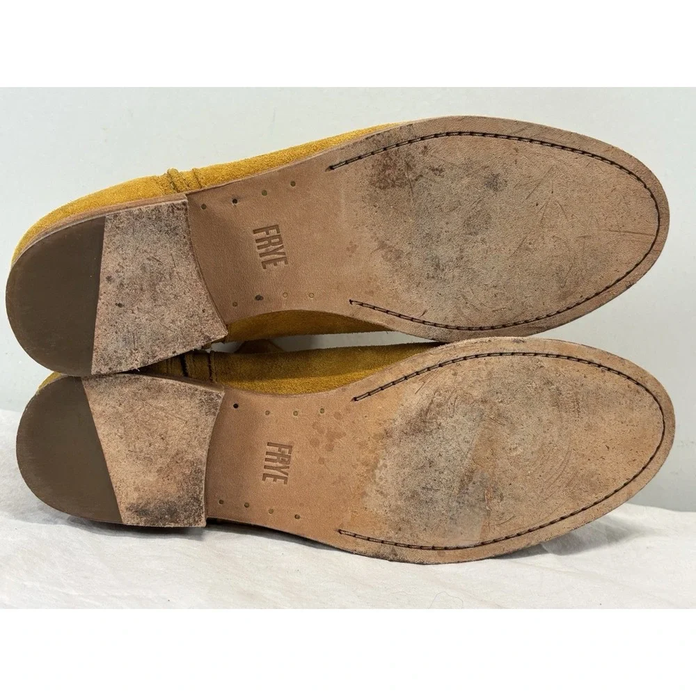 Frye Melissa Suede Slouch Ankle Booties Women's 10 B Mustard Yellow Western Boho